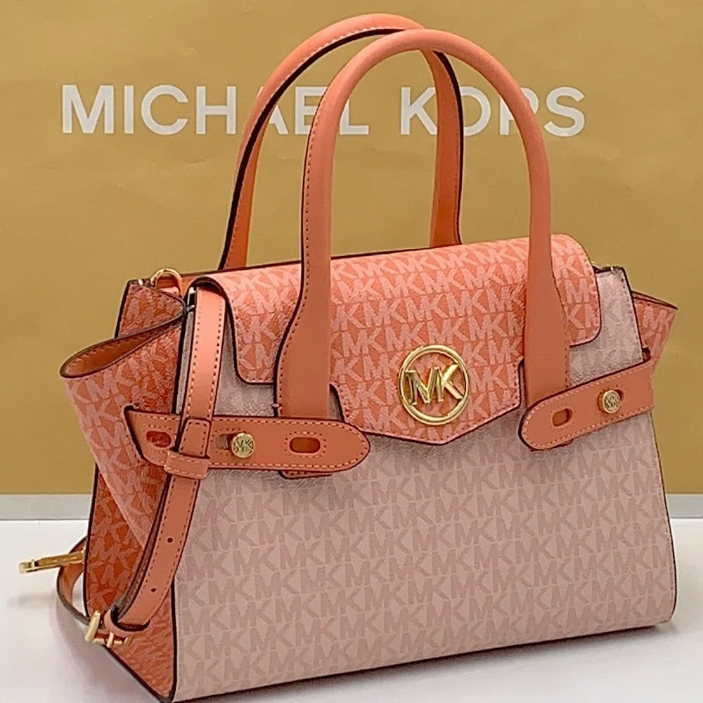 MICHAEL KORS Carmen Medium Color-Block Logo Satchel color SHERBERT Multi